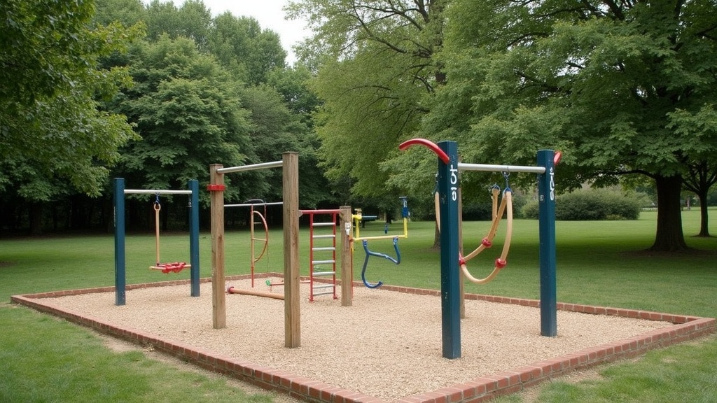 Calisthenics workout area with simple bars and parallel bars
