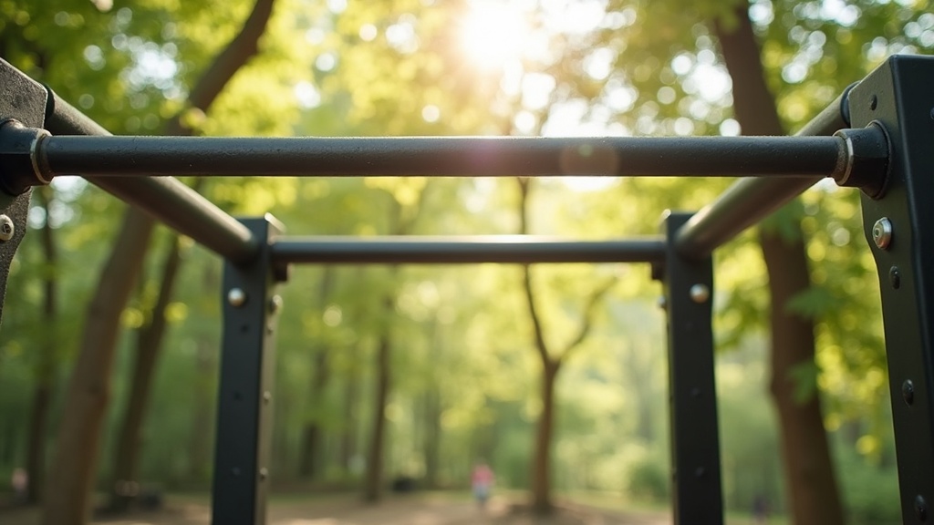 outdoor pull-up bar under trees